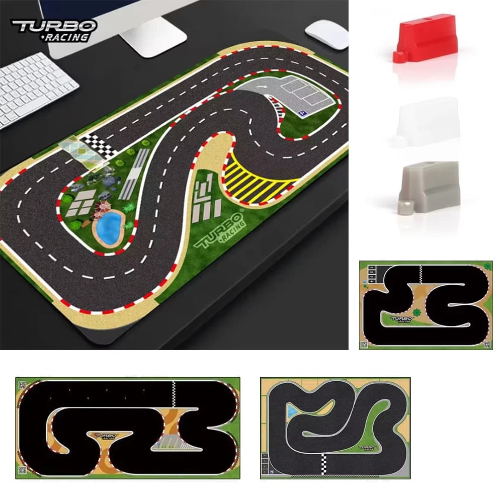 TURBO RACING – tapis de piste de scène, 50x95cm, 160x90cm, 120x80cm, Mini voiture télécommandée, piste de bureau, obstacle de jetée de ciment, 1/76