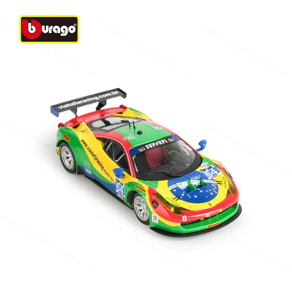 Bburago-Modèle de voiture de course Ferrari 458 Italia GT3, véhicules moulés sous pression, jouets à collectionner, 2015 leges, 1:43