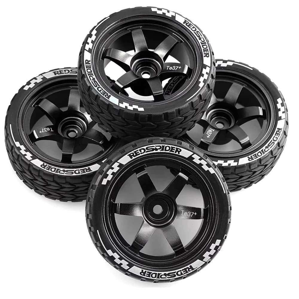 Pneus de route RS 4PCS avec jantes métalliques 65x26mm pour voiture RC modèle 1/10, accessoires de course et de rallye