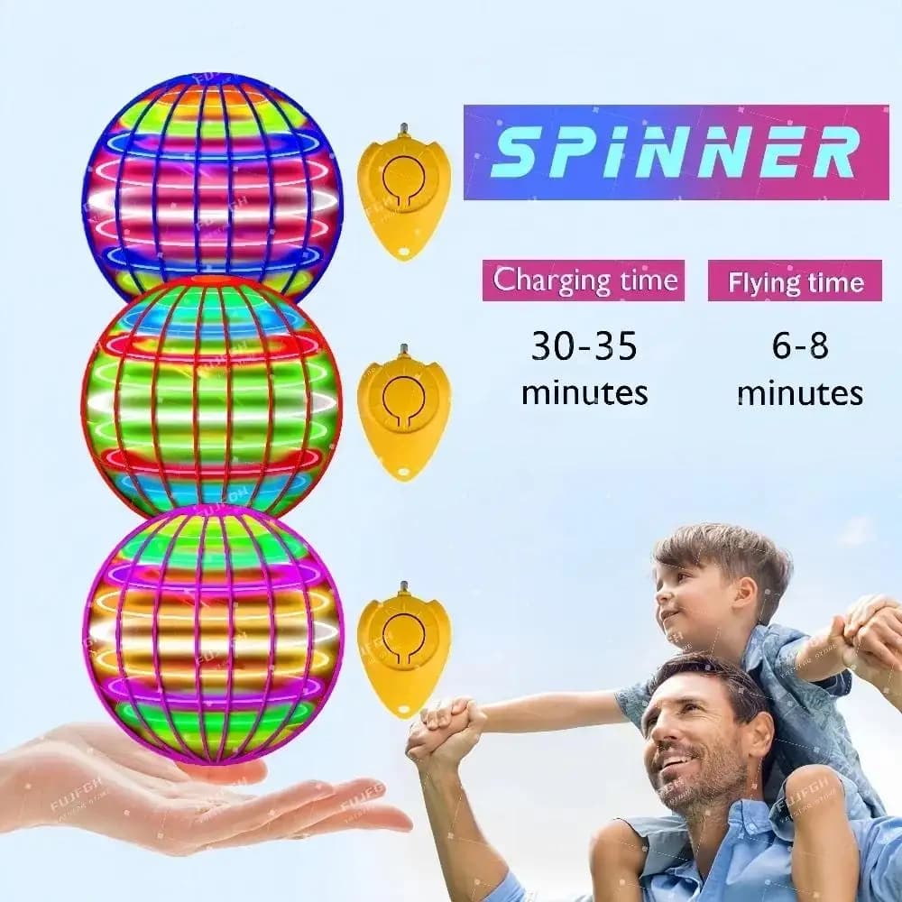 Boule volante LED rechargeable, boomerang, mini drone UFO, jouet pour enfants contrôlé à la main, rotation à 360°, intérieur/extérieur