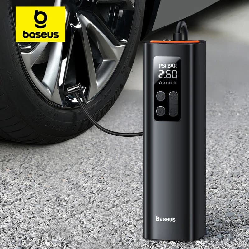 Baseus Mini compresseur d'air de voiture 12V 150PSI gonfleur de pneu de voiture Portable pompe gonflable numérique intelligente pour voiture vélo bateau pompe à Air