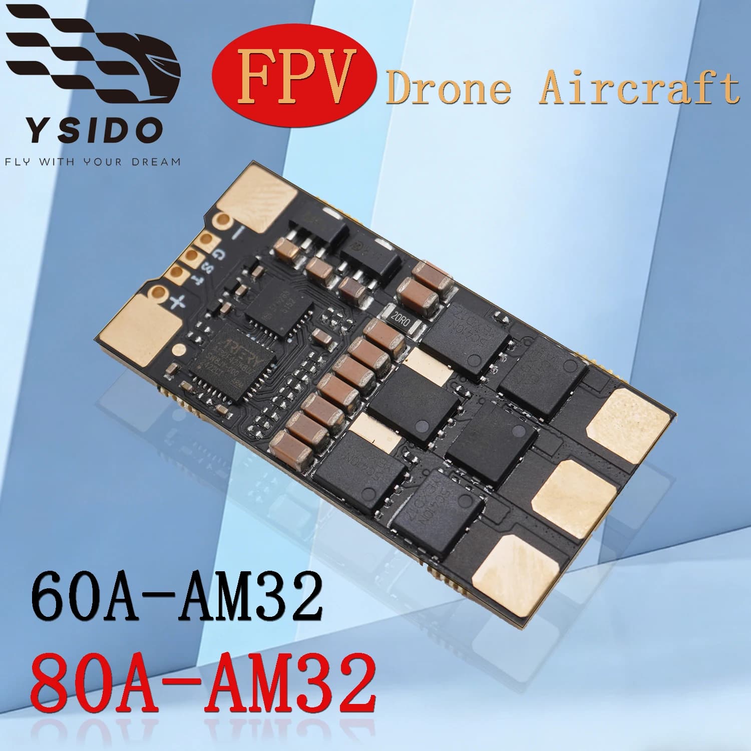 Contrôleur de vitesse électronique (ESC) sans balais haute performance YSIDO 60A 80A AM32 3-8S pour drone de course FPV RC, pièce de mise à niveau pour aéronef