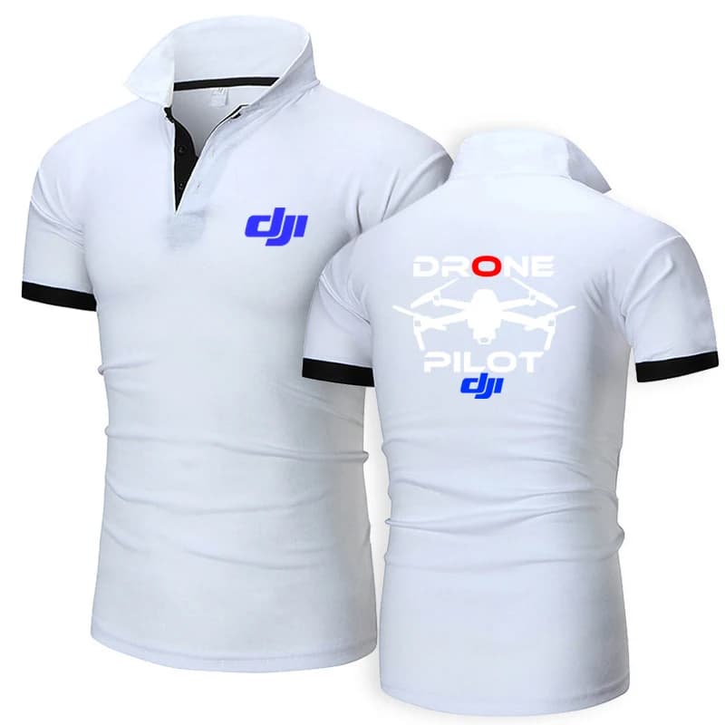 Dji-Polo à Manches Courtes pour Homme, Pilote Professionnel, Impression de Drone, Nouvelle Collection Été 2024, Solide, de Haute Qualité, Slim Fit, Y-Shirt
