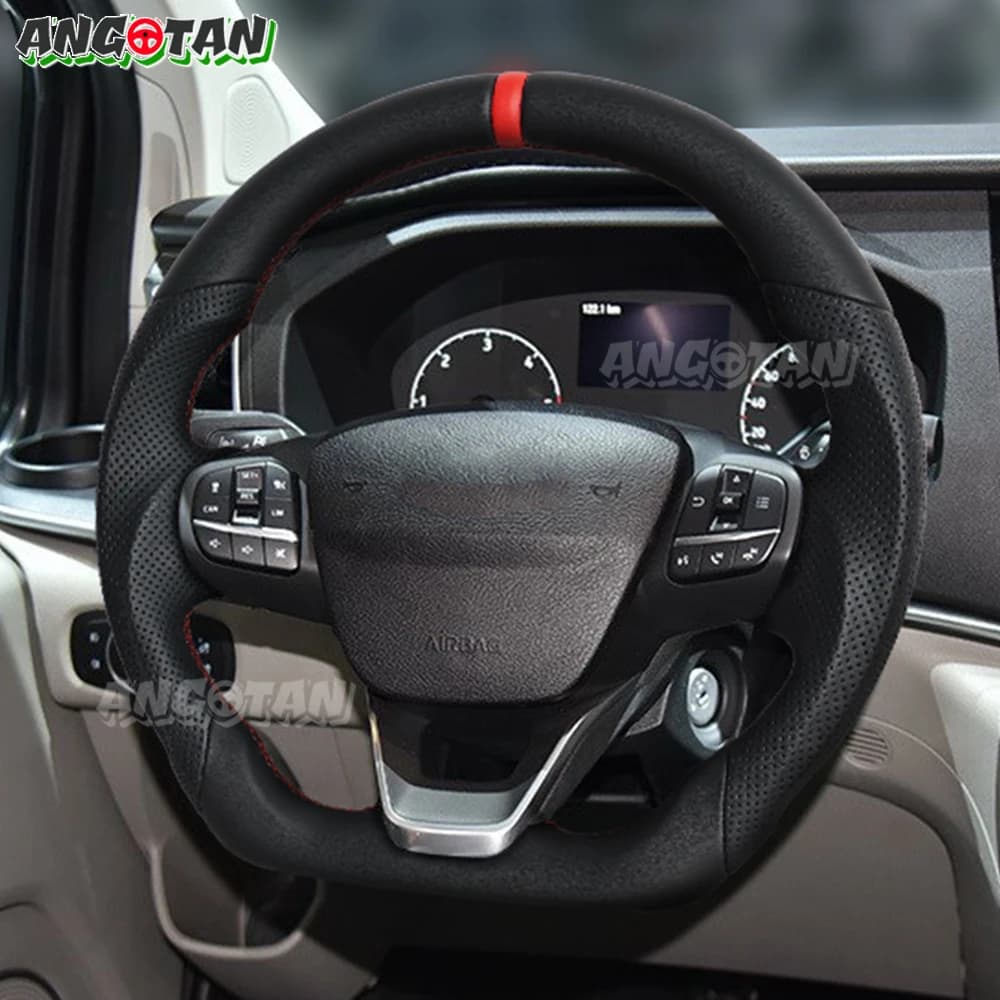 Volant de Course Entièrement en Cuir Perforé de Remplacement, pour Ford ATIC Tourneo bt2017-2021