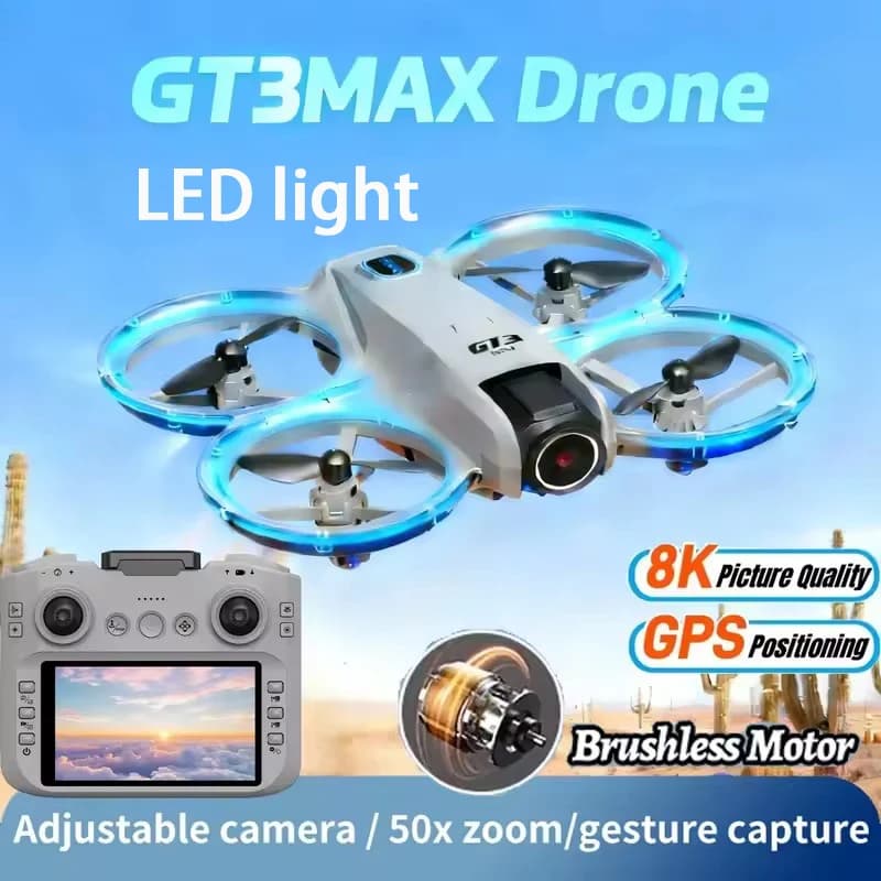 Drone GT3 Max 8k Hd, photographie aérienne, grand écran, positionnement du flux optique, évitement d'obstacles Intelligent sans balais