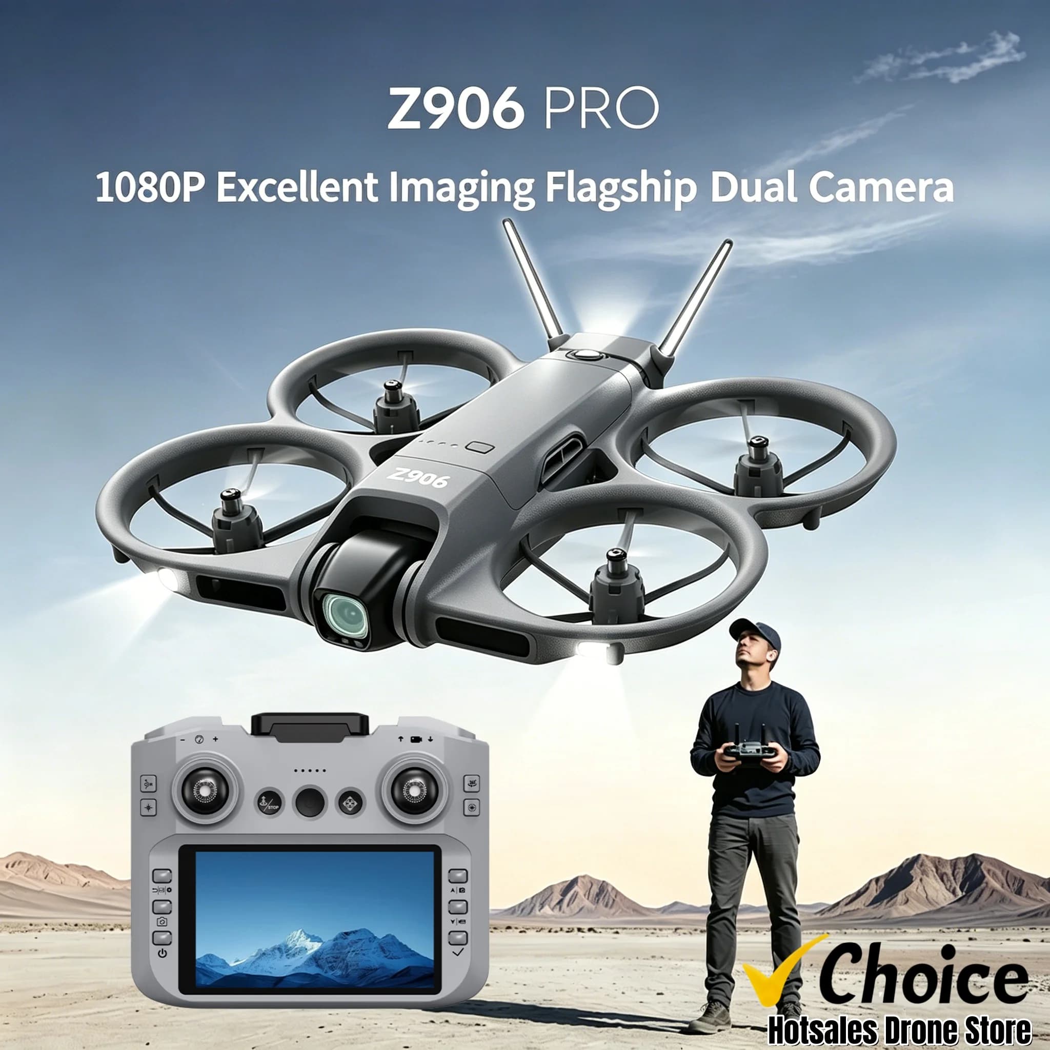 Nouveau drone FPV miniature Z906 avec télécommande à grand écran 180 ° Caméra 4K à réglage électrique avec évitement