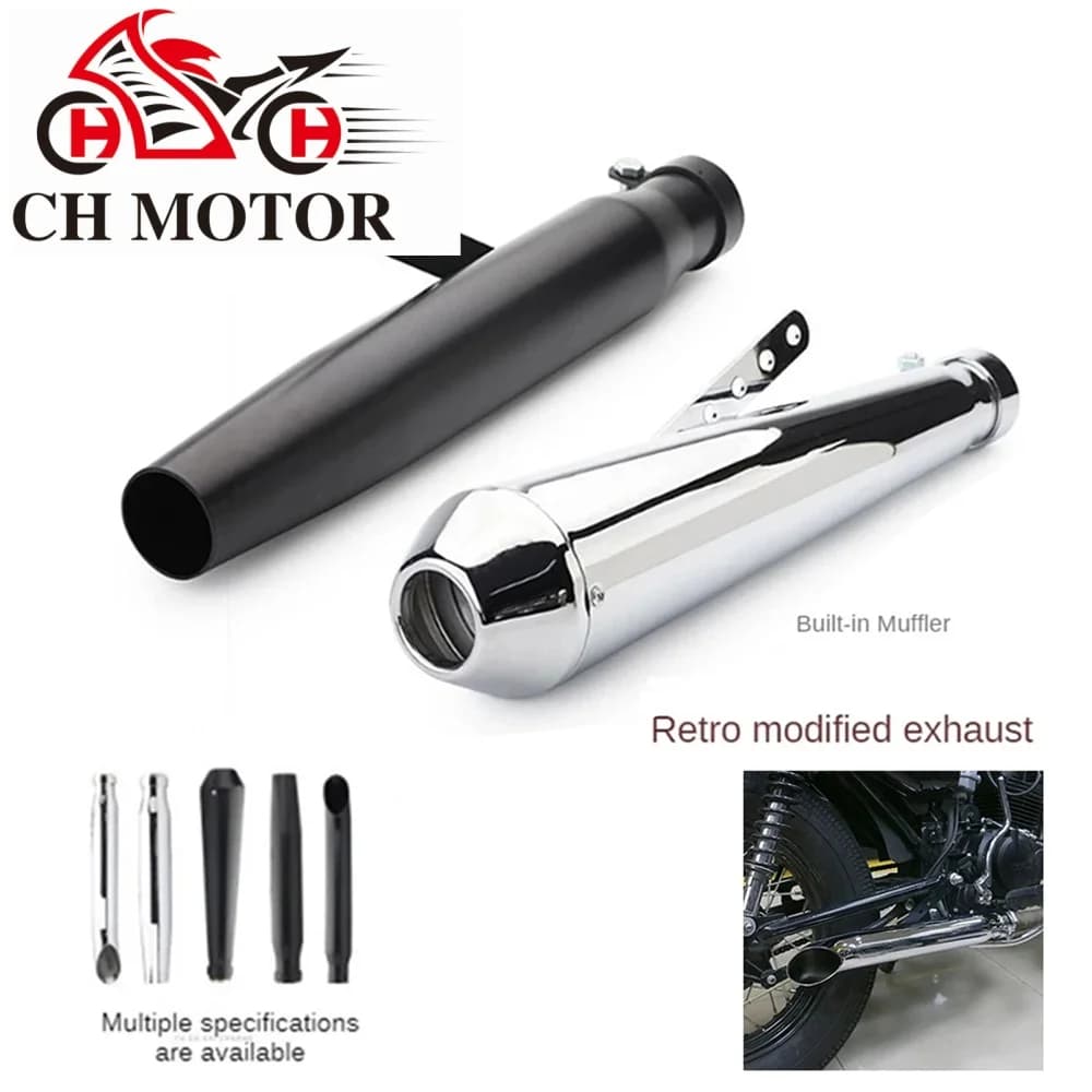 Silencieux d'échappement pour moto, échappements pour motos rétro vintage classiques, électroplaqué, échappement moto pour Cafe Racer Bobber slip-on