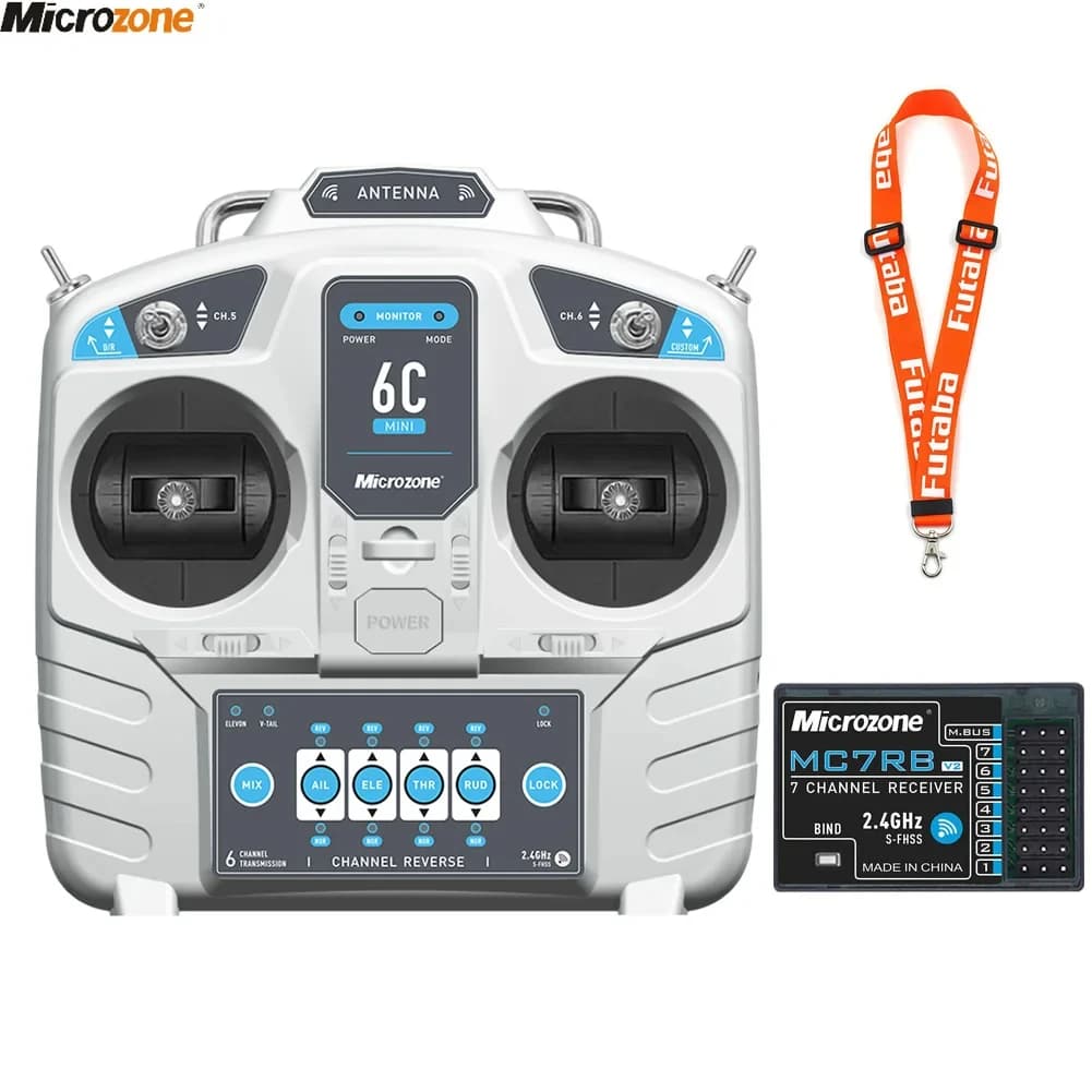 MicroZone-Contrôleur émetteur MC6C Mini V2 2.4G 6CH avec récepteur, système radio pour avion RC, importateur, hélicoptère multirotor, bateau