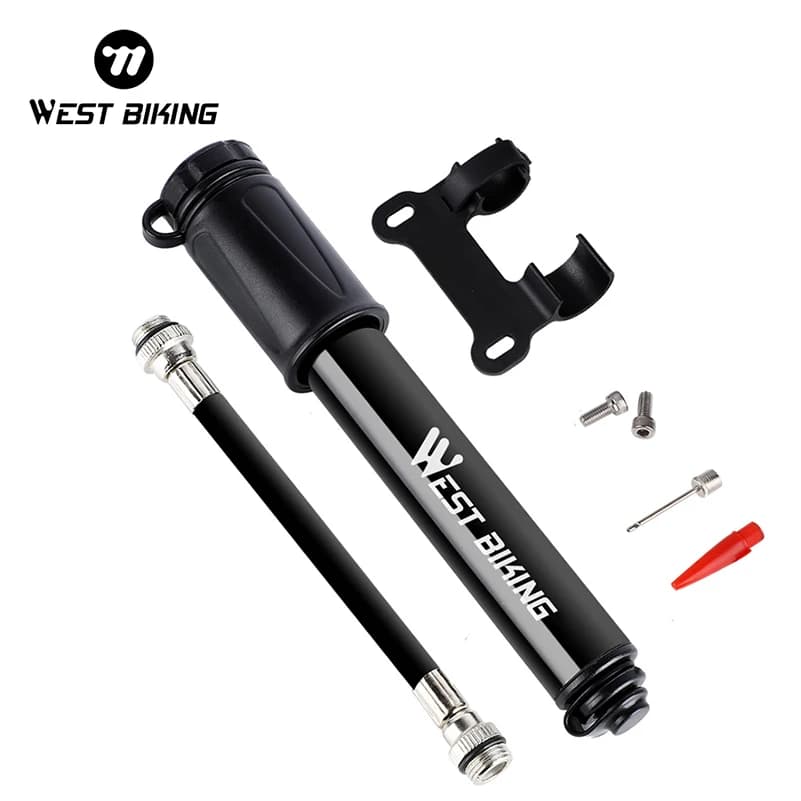 WEST BIKING-Mini pompe à air manuelle en alliage d'aluminium pour vélo