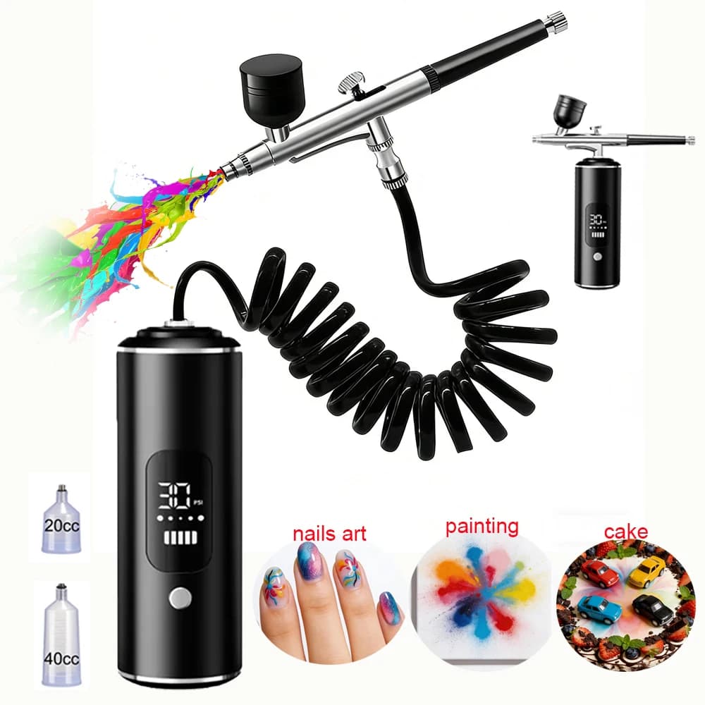 Aérographe pour ongles avec compresseur, Mini aérographe portatif, Machine à ongles pour peinture, artisanat de gâteaux, brosse à Air Portable pour Nail Art