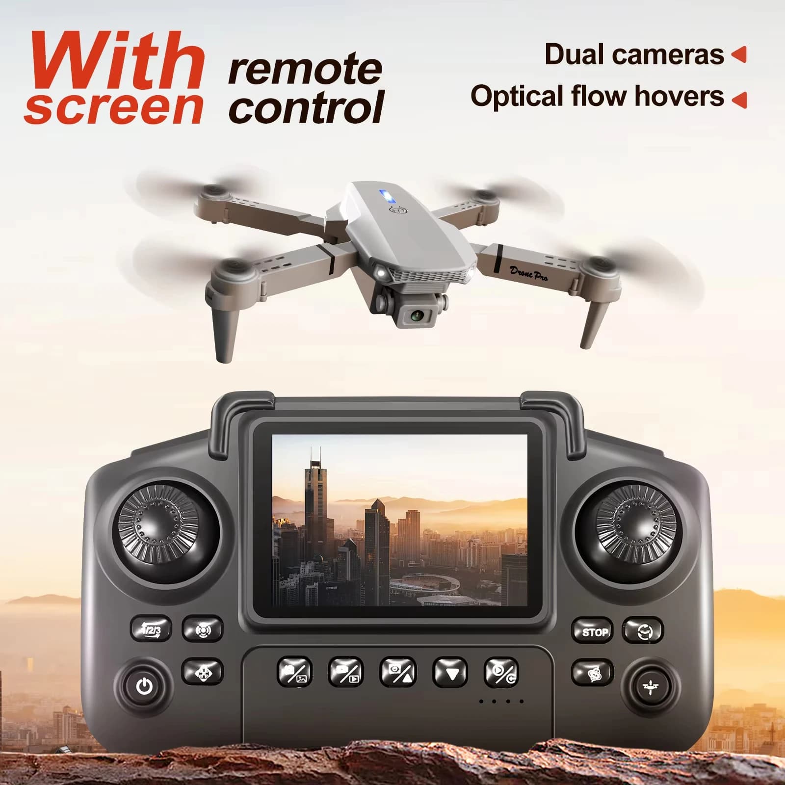 Drone E88 Pro 4K nouvelle version améliorée, double caméra HD, photographie aérienne, drone avec écran, quadricoptère pliable, jouet RC pour enfants, garçons, cadeaux