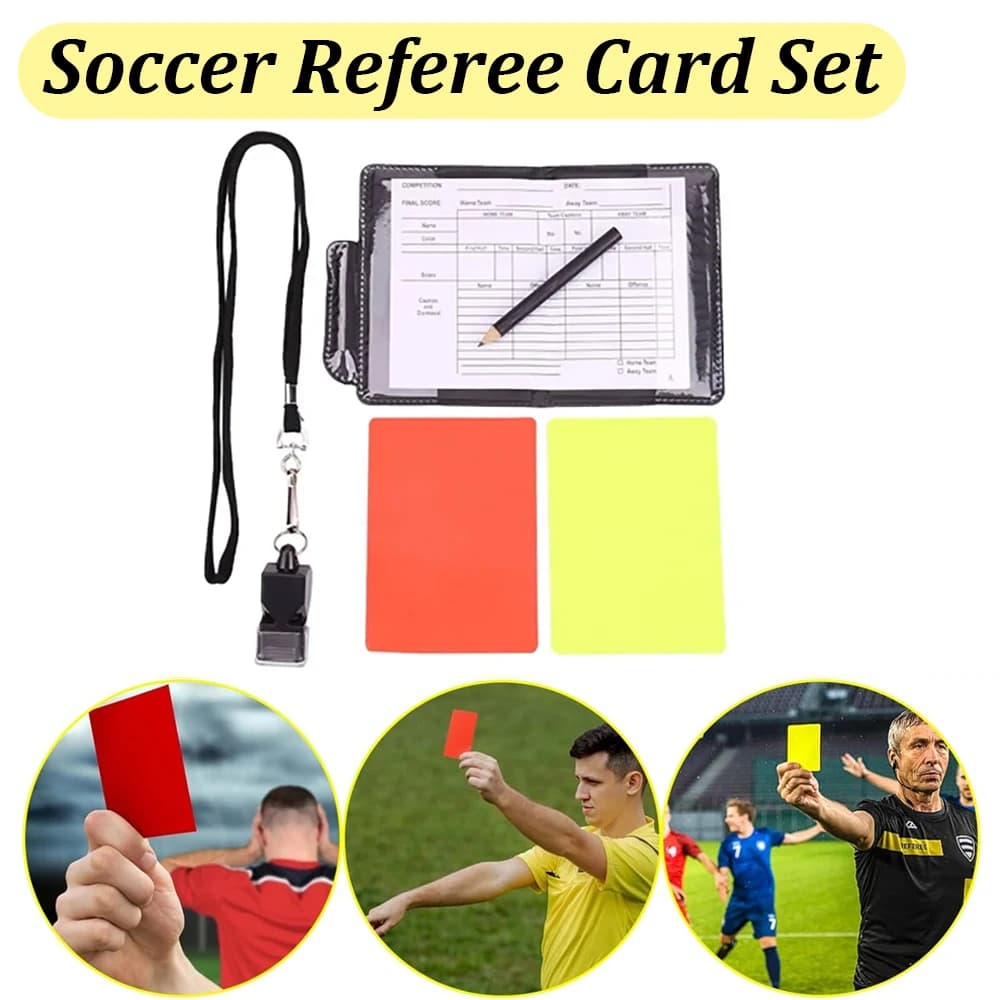 Ensemble de cartes d'arbitre de football, crayon de sifflet Scorebook, cartes d'iode rouge et jaune, sifflet en métal avec avantages sportifs