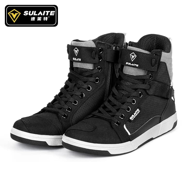 Hommes bottes de moto respirant Anti-chute cavalier course sur route chaussures décontractées bottes changement de vitesse semelle en caoutchouc chaussures de moto réfléchissantes