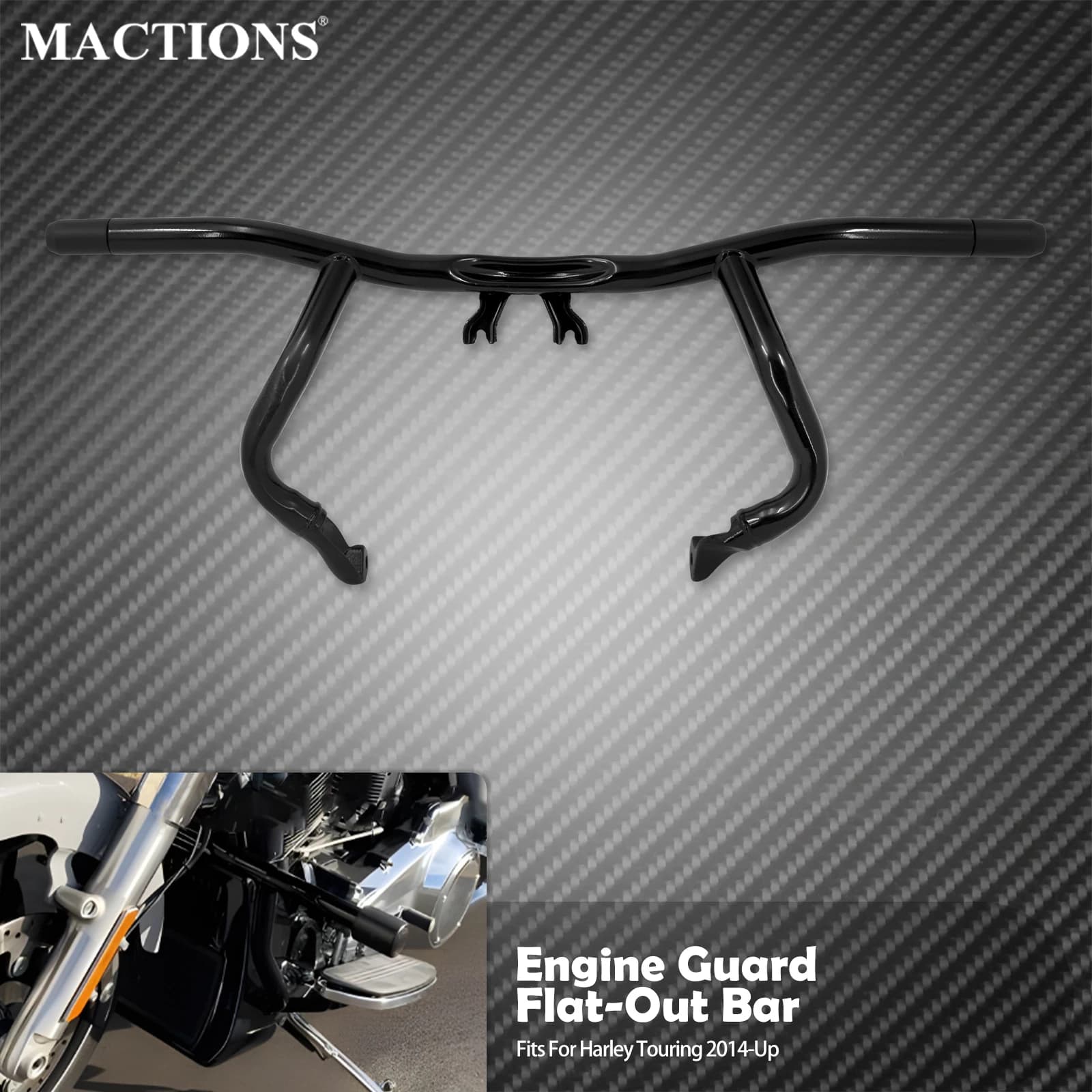 Barre de protection d'autoroute pour moteur de moto, barre avant plate pour Harley Touring 2014-Up Electra Street Road Glide Road King FLHR