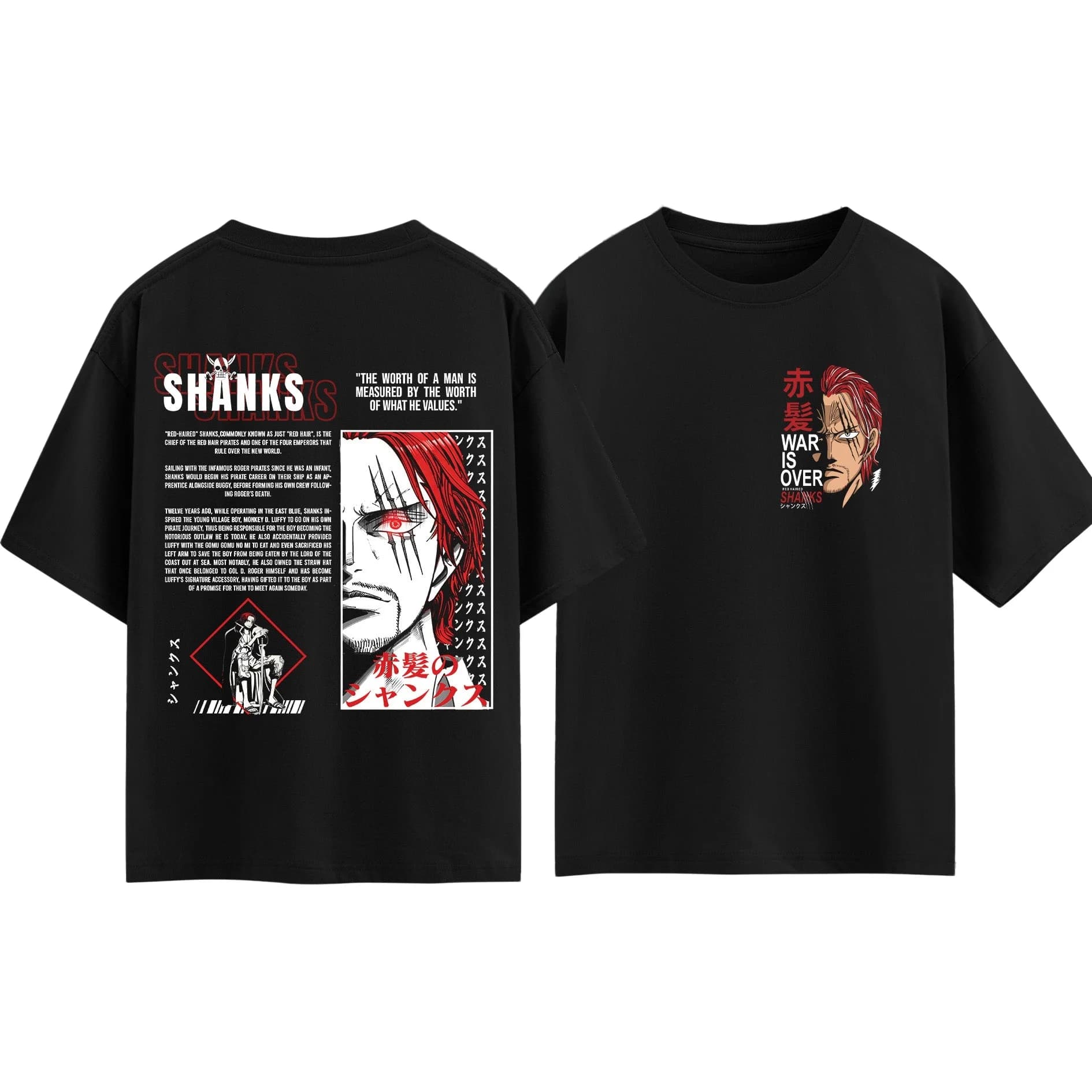T-shirt imprimé Anime One Piece Shanks pour hommes et femmes
