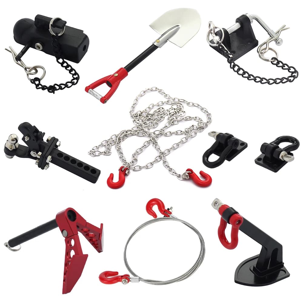 Chaînes de traînée de récupération en métal, attelage de remorque, ancre de treuil pour chenille 1/10 RC TRX4 TRX6 SCX10 Wraith Capra Redcat MST CC01