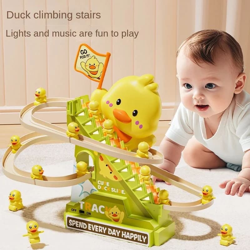 Canards d'escalade d'escalier, lumières clignotantes et musique, montagnes russes, jouet interactif d'escalator, jouets interactifs Parent-enfant