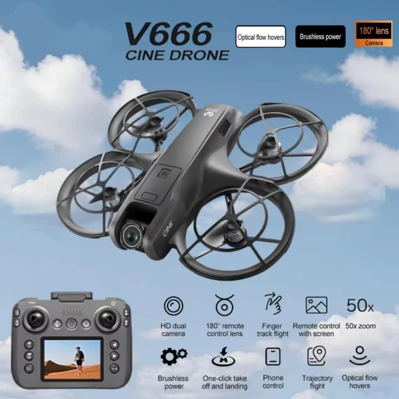 Drone professionnel V666 8K WIFI 5G avec évitement d'obstacles, moteur sans balais, maintien d'altitude, mode sans tête, caméra quadricoptère RC, jouet 2026
