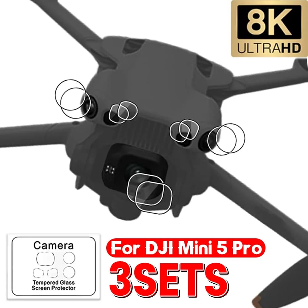 3/1 ensembles pour DJI Mini 5 Pro Drone caméra HD verre trempé anti-rayures Film de protection pour DJI Mini5 Pro