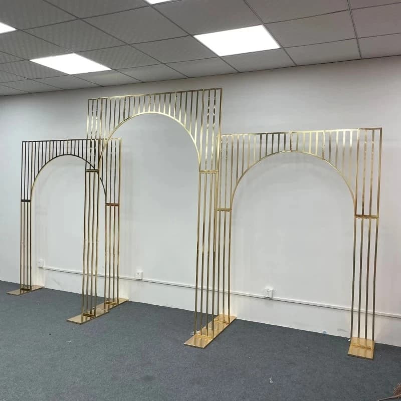 Cadre en fer forgé pour décor de toile de fond de mariage, arches brillantes, étagère dorée, accessoires de géométrie, support de fleurs artificielles, 1 pièce, 3 pièces