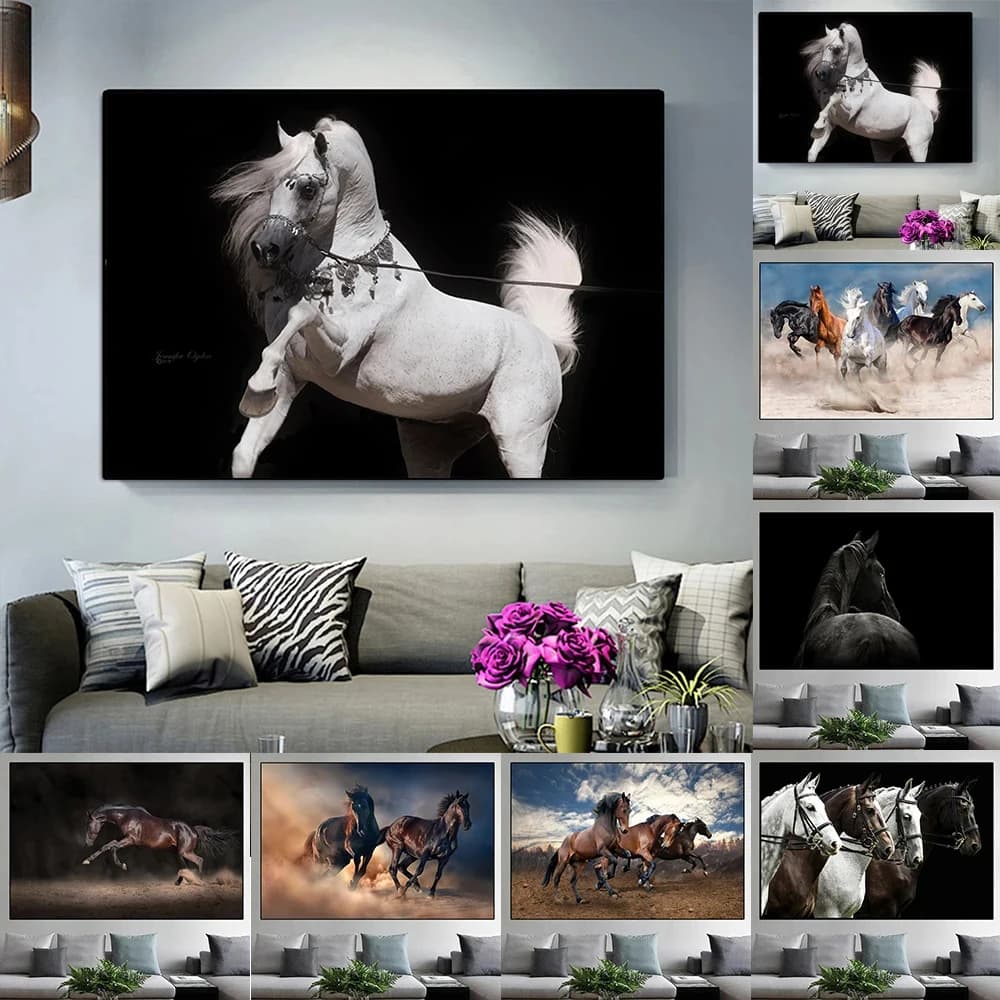 Belle peinture sur toile de cheval arabe, art mural, affiches et impressions d'animaux, salon, décoration de la maison, sans cadre
