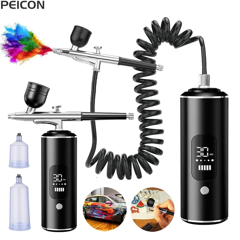 Aérographe avec compresseur Portable aérographe peinture Mini pistolet de pulvérisation pour peinture peinture artisanat aérographe compresseur pistolet de pulvérisation de peinture