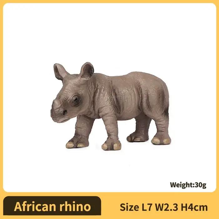 Figurine jouet rhinocéros – Figurine modèle rhinocéros réaliste et peinte à la main – Jouet éducatif