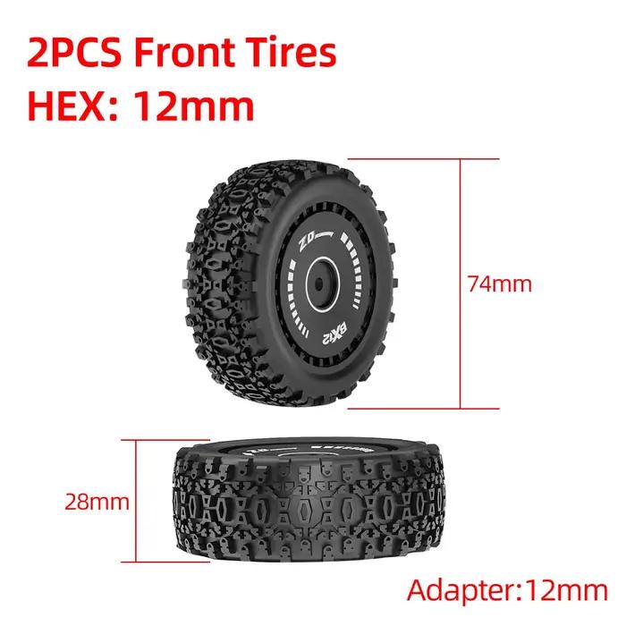 Pneus en caoutchouc composite ZD Racing pour voitures RC hexagonales de 12mm, pneus d'origine 1/12 BX12, pneus de course pour véhicules tout-terrain, pneus résistants à l'usure et à l'écrasement, accessoires de mise à niveau pour voitures RC