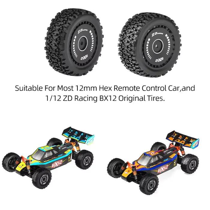 Pneus en caoutchouc composite ZD Racing pour voitures RC hexagonales de 12mm, pneus d'origine 1/12 BX12, pneus de course pour véhicules tout-terrain, pneus résistants à l'usure et à l'écrasement, accessoires de mise à niveau pour voitures RC