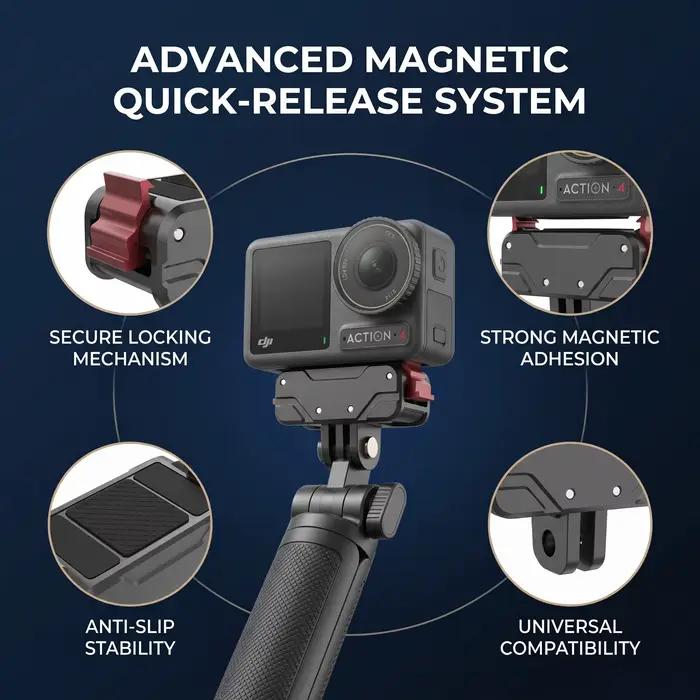 Support de base magnétique à dégagement rapide KC-02 amélioré pour drones DJI Action 3 4 5FRO - Compatible avec la