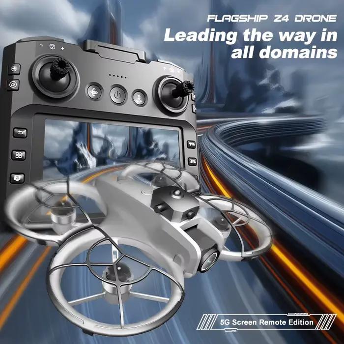 Drone Z4 avec écran 4.3 pouces, double caméra 4K, système d'évitement des obstacles omnidirectionnels pour la photographie aérienne et les vols sécurisés