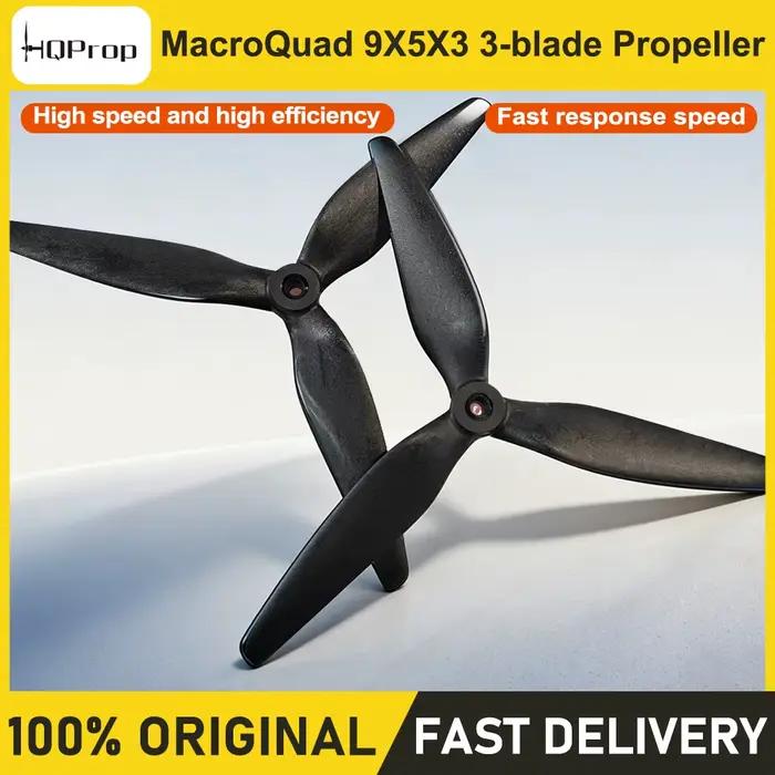 HQProp Macroquad 9X5X3 MQ9050 hélice en Nylon renforcé au carbone noir à trois pales de 9 pouces pour Drones RC