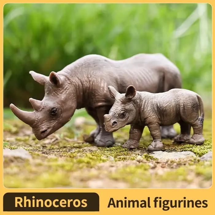 Figurine jouet rhinocéros – Figurine modèle rhinocéros réaliste et peinte à la main – Jouet éducatif sûr pour garçons, filles et enfants âgés de 3 ans et plus