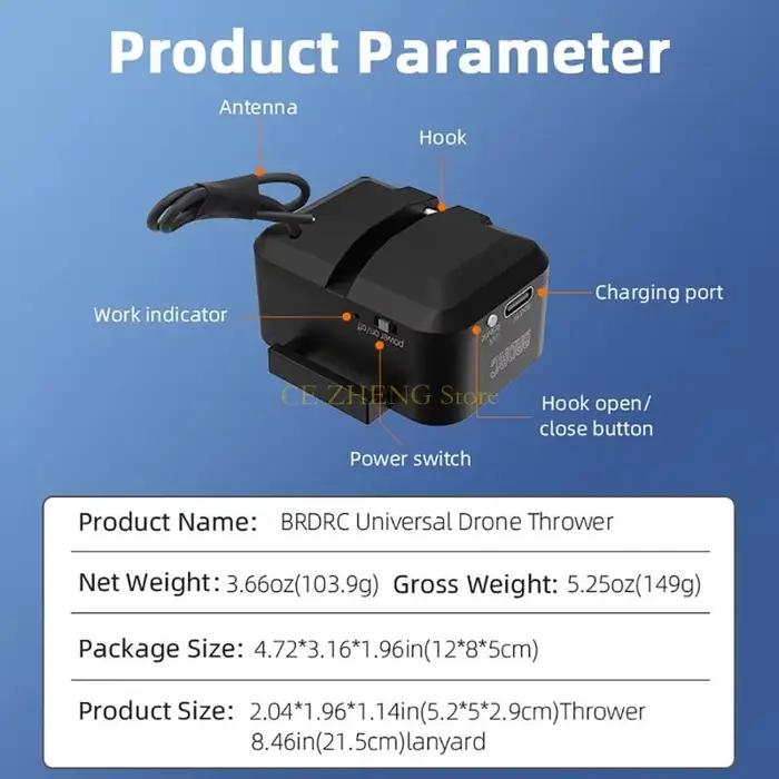 Drones appâts à lancer le dispositif de compte-gouttes d'air de lanceur de livraison de charge utile générale pour drones