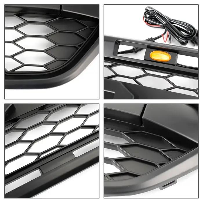 Grille centrale de pare-chocs avant de Style Raptor, Grille de radiateur de course en nid d'abeille en maille pour Ford Transit Custom Trail avec 3LED 2018 – 2023