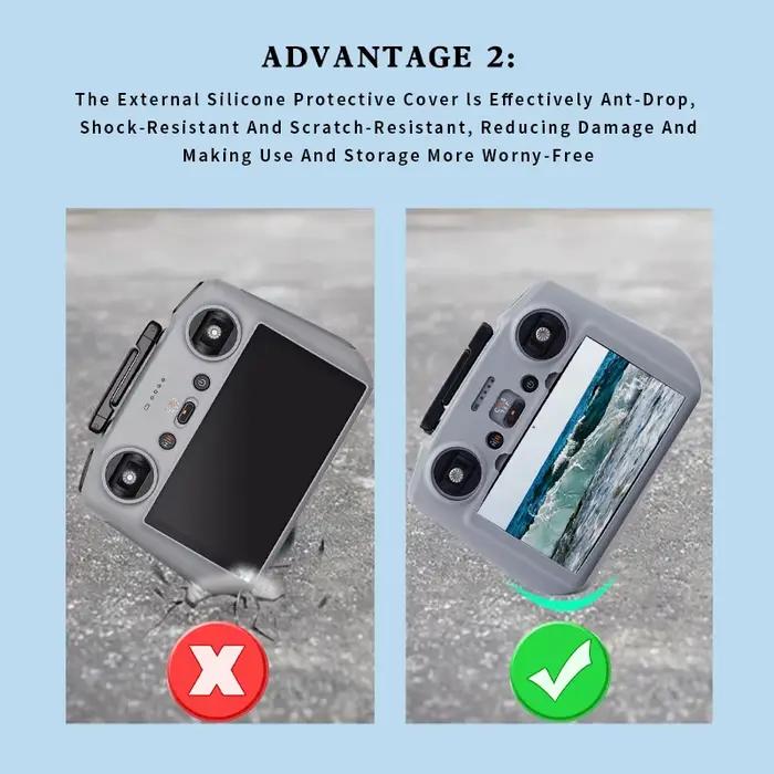 Housse en silicone pour télécommande DJI Mini 4 5 Pro/Air 3S RC 2 avec étui de protection d'écran
