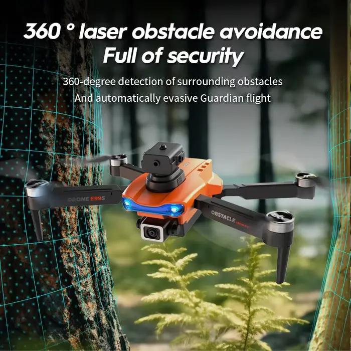 Drone d'évitement d'obstacles sans balais E99S avec caméra 4K pour touristes et passionnés de photographie aérienne