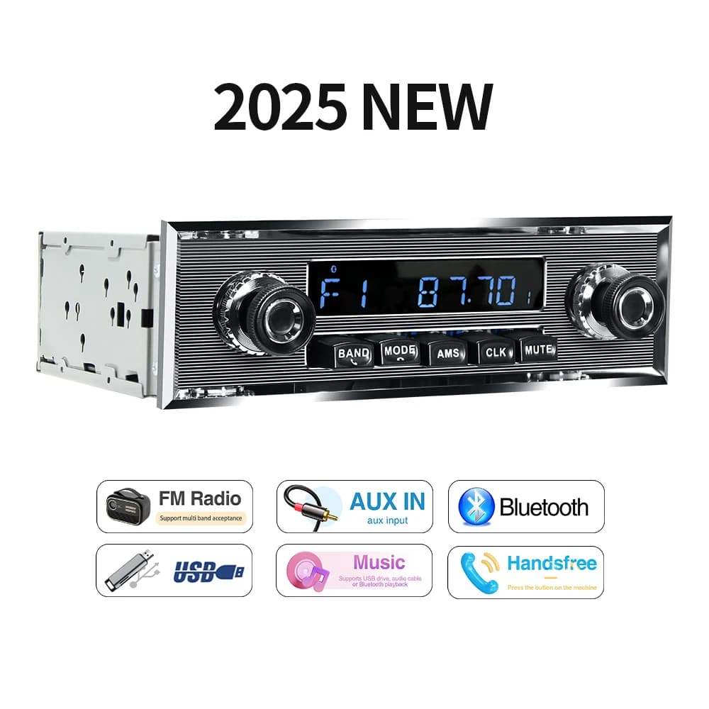 Grandnavi 1 Din autoradio lecteur MP3 voiture classique rétro Audio stéréo Support FM AUX EQ entrée