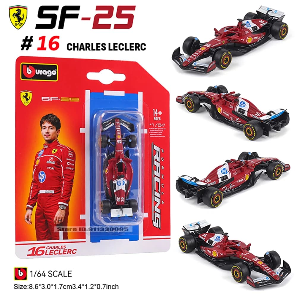 Bburago 1:64 2025 F1 Scuderia Ferrari HP SF25 # 16 Leclerc # 44 Hamilton alliage voiture moulé sous