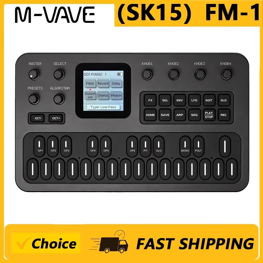 Synthétiseur M-VAVE (SK15) FM-1, source sonore portable, 128 préréglages, haut-parleur intégré, alim