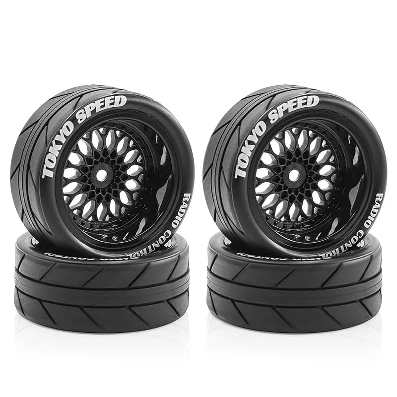 4 pièces 65mm 1:10WRC TT02 XV01 pneus de moyeu de roue de dérive plat pneus de course sur route
