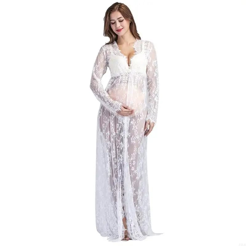 Robe maternité en dentelle élégante, tenue séance Photo, confortable, taille extensible, tissu Polye