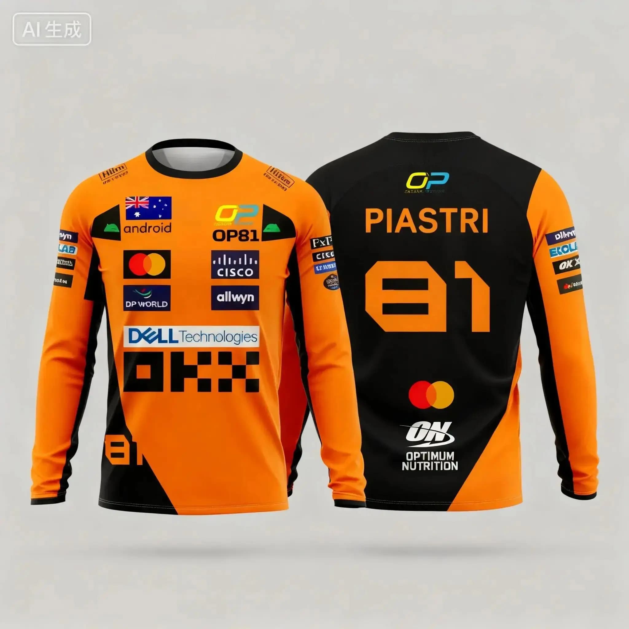 T-shirts à manches longues pour enfants et hommes, course automobile, Piastri Norris numéro 81, 4 im