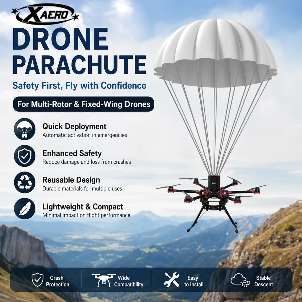 Parachute de drone XAERO pour drones à aile fixe et multirotors, parachute de sécurité réutilisable