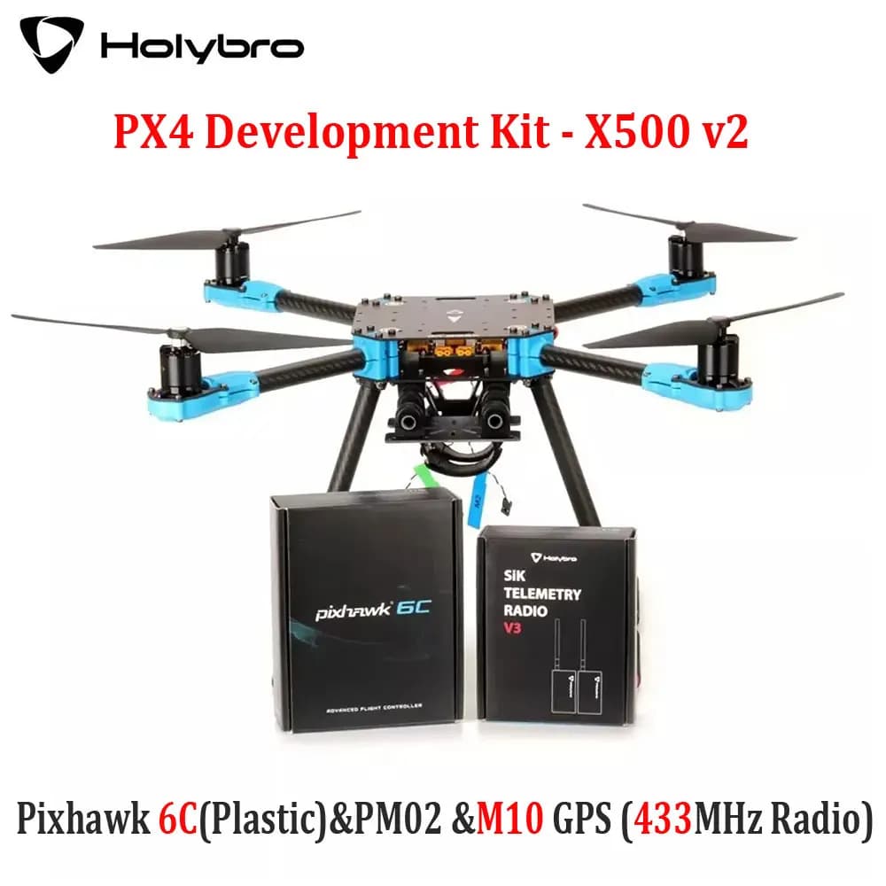 Kit de développement Holybro PX4 X500 V2 ARF : Pixhawk 6C/6X FC, M10 GPS, radio de télémétrie 433/91